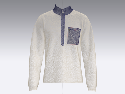 Men Half-Zip Sweatshirt With Pocket 3D Model