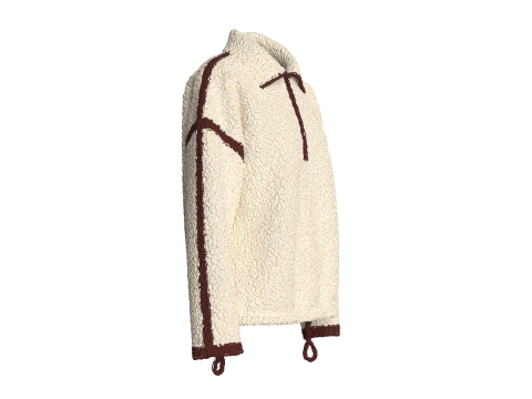 Толстовка с заниженными плечами и полумолнией для девочек 3D Модель