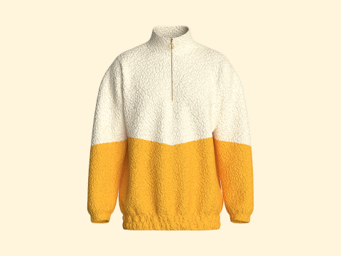 Sherpalı Erkek Yarım Fermuarlı Ceket 3D Model