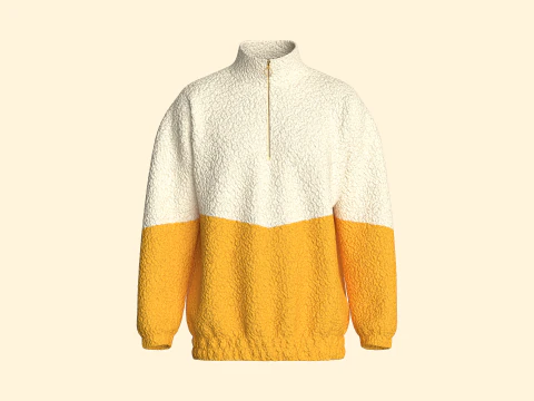 メンズ ハーフジップ ジャケット シェルパ付き 3Dモデル
