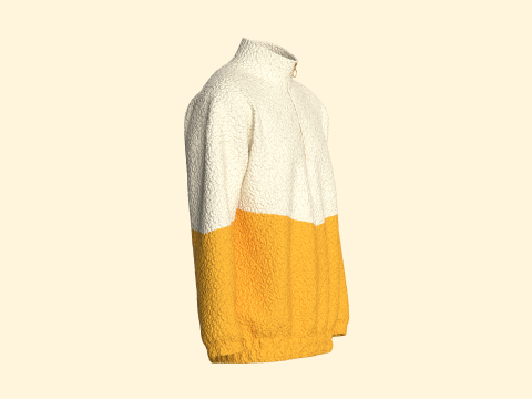 Hombres Chaqueta con media cremallera y sherpa Modelo 3D