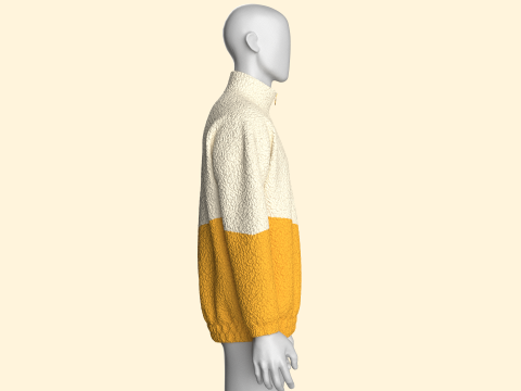 Hombres Chaqueta con media cremallera y sherpa Modelo 3D