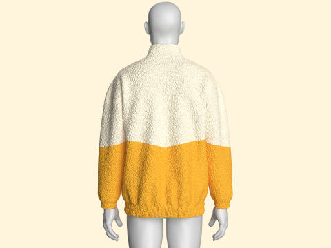 Hombres Chaqueta con media cremallera y sherpa Modelo 3D