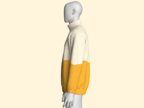 Hombres Chaqueta con media cremallera y sherpa Modelo 3D