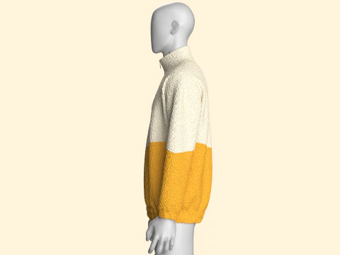 Men Half Zip Jacket With Sherpa 3D Model