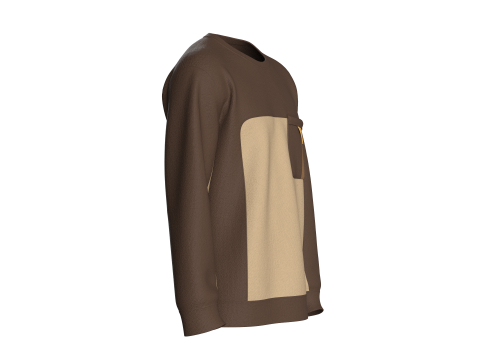 Men Round Pocket Sweatshirt 3D Model