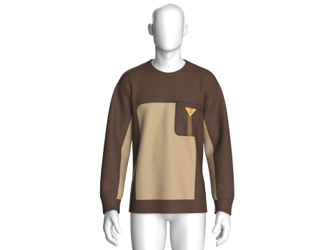 Men Round Pocket Sweatshirt 3D Model