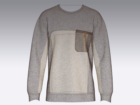 Men Round Pocket Sweatshirt 3D Model