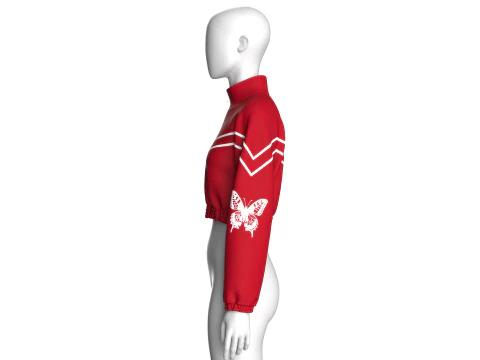 Girls Cropped Jacket With Elastic Bottom 3D Model
