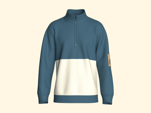 Heren jasje met halve rits en patch 3D Model