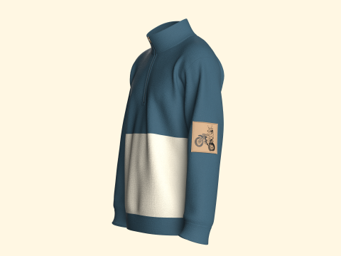 Męska kurtka z zamkiem błyskawicznym i naszywką Model 3D