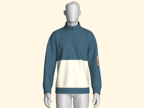 Męska kurtka z zamkiem błyskawicznym i naszywką Model 3D