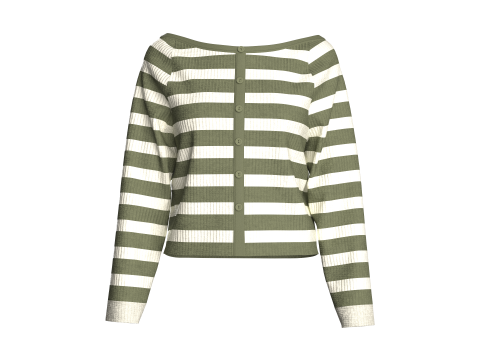 Свитер с длинным вырезом для девочек и низом 3D Модель