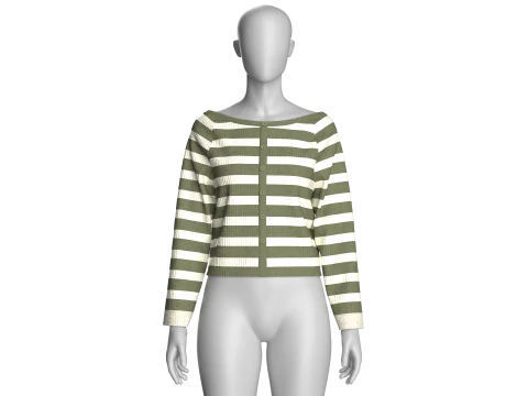 Girls Long Neck Sweater With Bottom 3D Model
