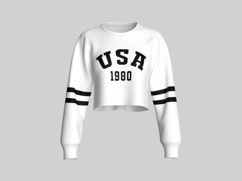 Kurz geschnittenes Mädchen-Sweatshirt – USA 3D Modell