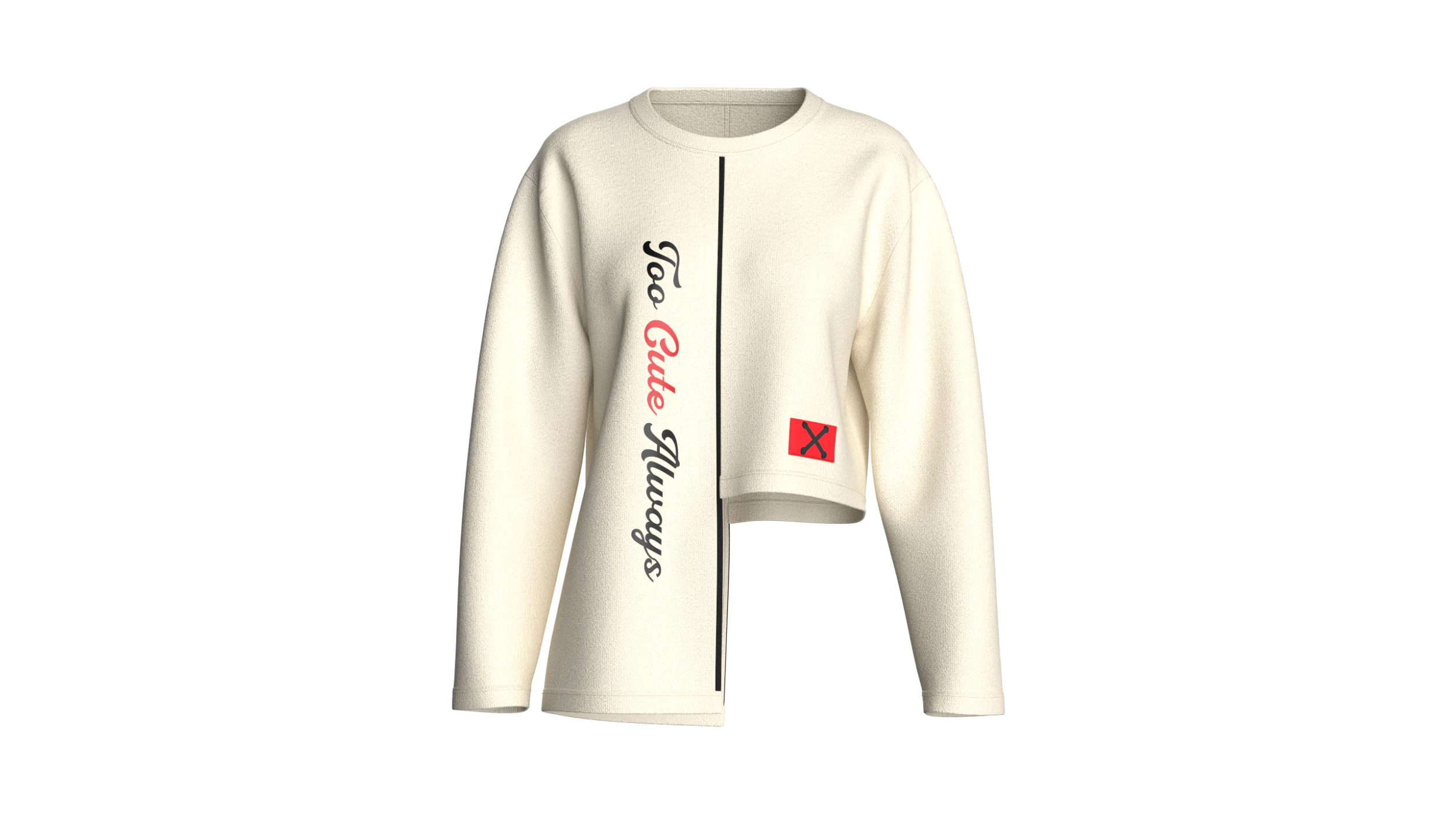 Girls Printed Sweatshirt - Too Cute Always 3D Model .c4d .max .obj .3ds .fbx .stl .blend 