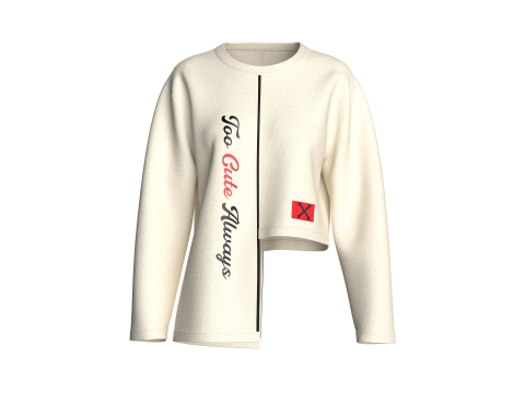 Bedrucktes Mädchen-Sweatshirt – Too Cute Always 3D Modell