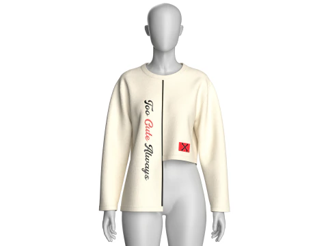 Girls Printed Sweatshirt - Too Cute Always 3D Model