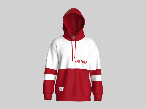 Men Printed Hoodie With Patch - Men Power 3D Model