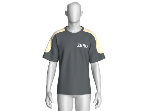 Men Printed Retro Tshirt - ZERO 3D Model