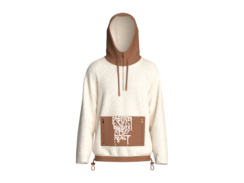 Sweat à capuche demi-zippé avec sherpa pour hommes Modèle 3D