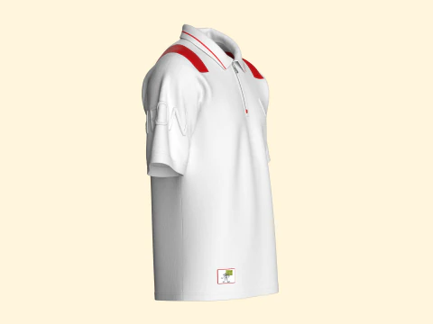 Men Sports Zip Polo Shirt 3D Model
