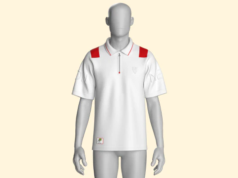 Men Sports Zip Polo Shirt 3D Model