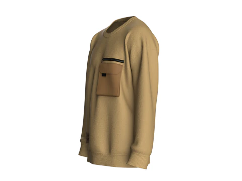 Men Zip Sweatshirt With Pocket 3D Model