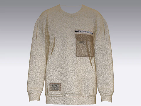 Men Zip Sweatshirt With Pocket 3D Model