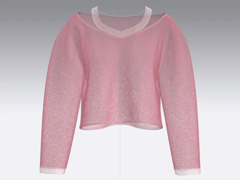 Girls Butterfly Print Crop Sweater 3D Model