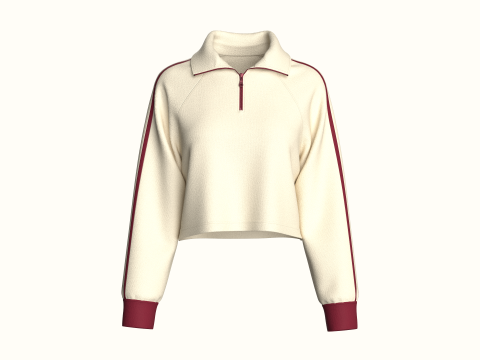 Veste courte à demi-zip pour fille Modèle 3D