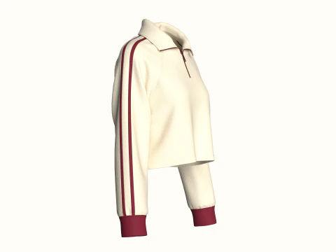 Girls Half Zip Cropped Jacket 3D Model