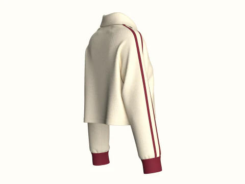 Girls Half Zip Cropped Jacket 3D Model