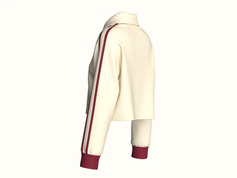 Girls Half Zip Cropped Jacket 3D Model
