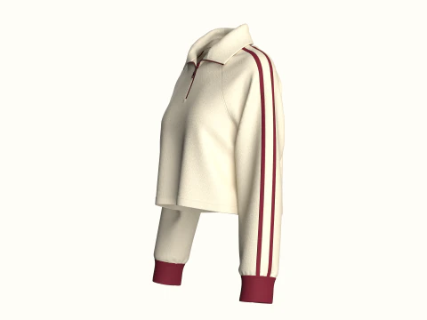 Girls Half Zip Cropped Jacket 3D Model