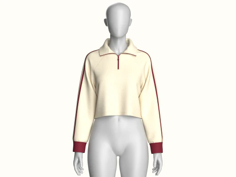 Girls Half Zip Cropped Jacket 3D Model