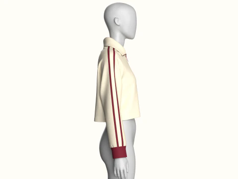 Girls Half Zip Cropped Jacket 3D Model