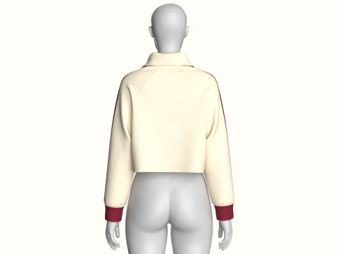 Girls Half Zip Cropped Jacket 3D Model