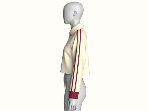 Girls Half Zip Cropped Jacket 3D Model