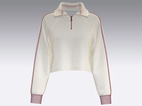 Girls Half Zip Cropped Jacket 3D Model