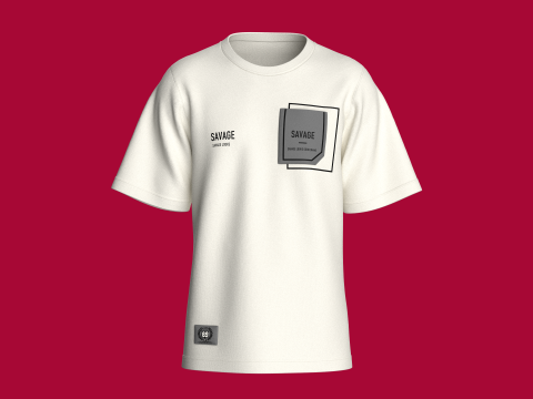 Erkek Baskılı Cepli Tshirt - SAVAGE 3D Model