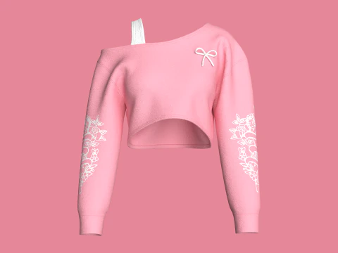 Dziewczęca bluza z długim rękawem i nadrukiem Model 3D