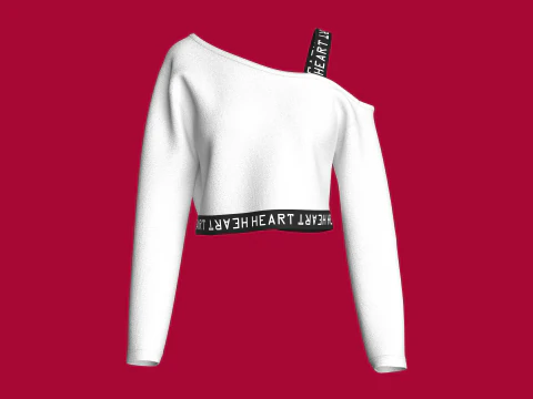 Tops longos e rebat&iacute;veis para meninas Modelo 3D