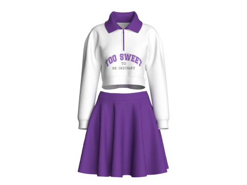 Girls Crop Sweatshirt With Skirt - TOO SWEET 3D Model