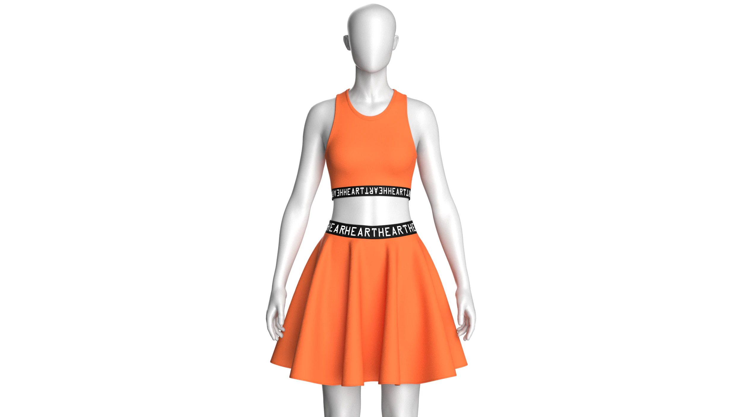 Girls Printed Elastic Top With Skirt - HEART 3D Model .c4d .max .obj .3ds .fbx .stl .blend 