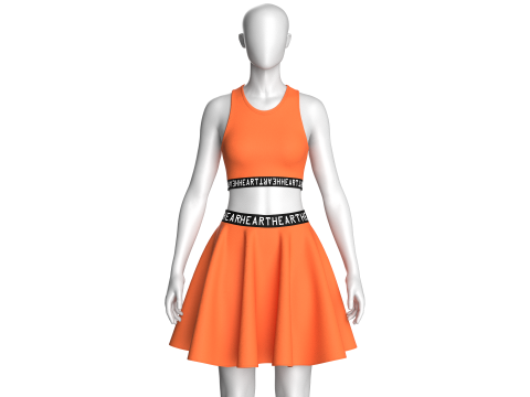 Girls Printed Elastic Top With Skirt - HEART 3D Model