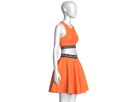 Bedrucktes elastisches Oberteil f&uuml;r M&auml;dchen mit Rock &ndash; HERZ 3D Modell