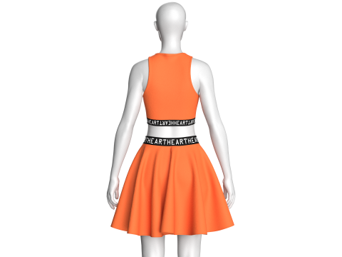 Bedrucktes elastisches Oberteil f&uuml;r M&auml;dchen mit Rock &ndash; HERZ 3D Modell