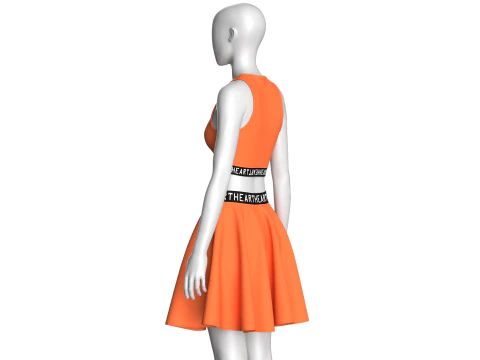 Girls Printed Elastic Top With Skirt - HEART 3D Model