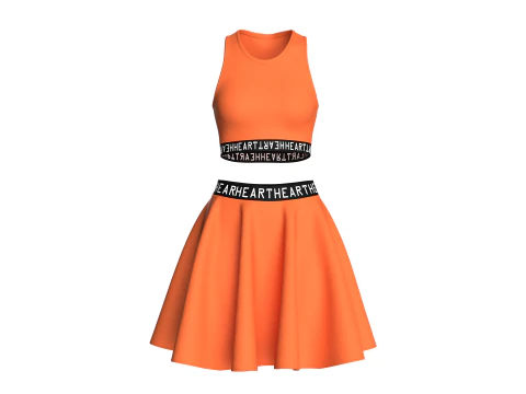 Girls Printed Elastic Top With Skirt - HEART 3D Model